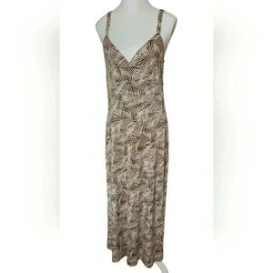 Dress Barn Brown Leaf Print Size  8 Maxi Dress 👗